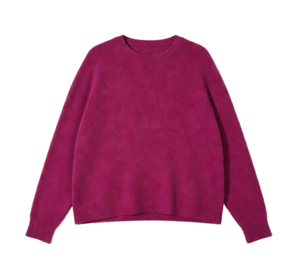 Eileen Fisher Sweater Size M Magenta Boucle Crewneck Boxy Long Sleeve